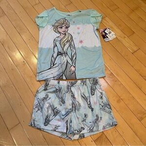 Disney Frozen Elsa Girls 2pc Shorts And Shirt Pajama Set Size 10 NWT